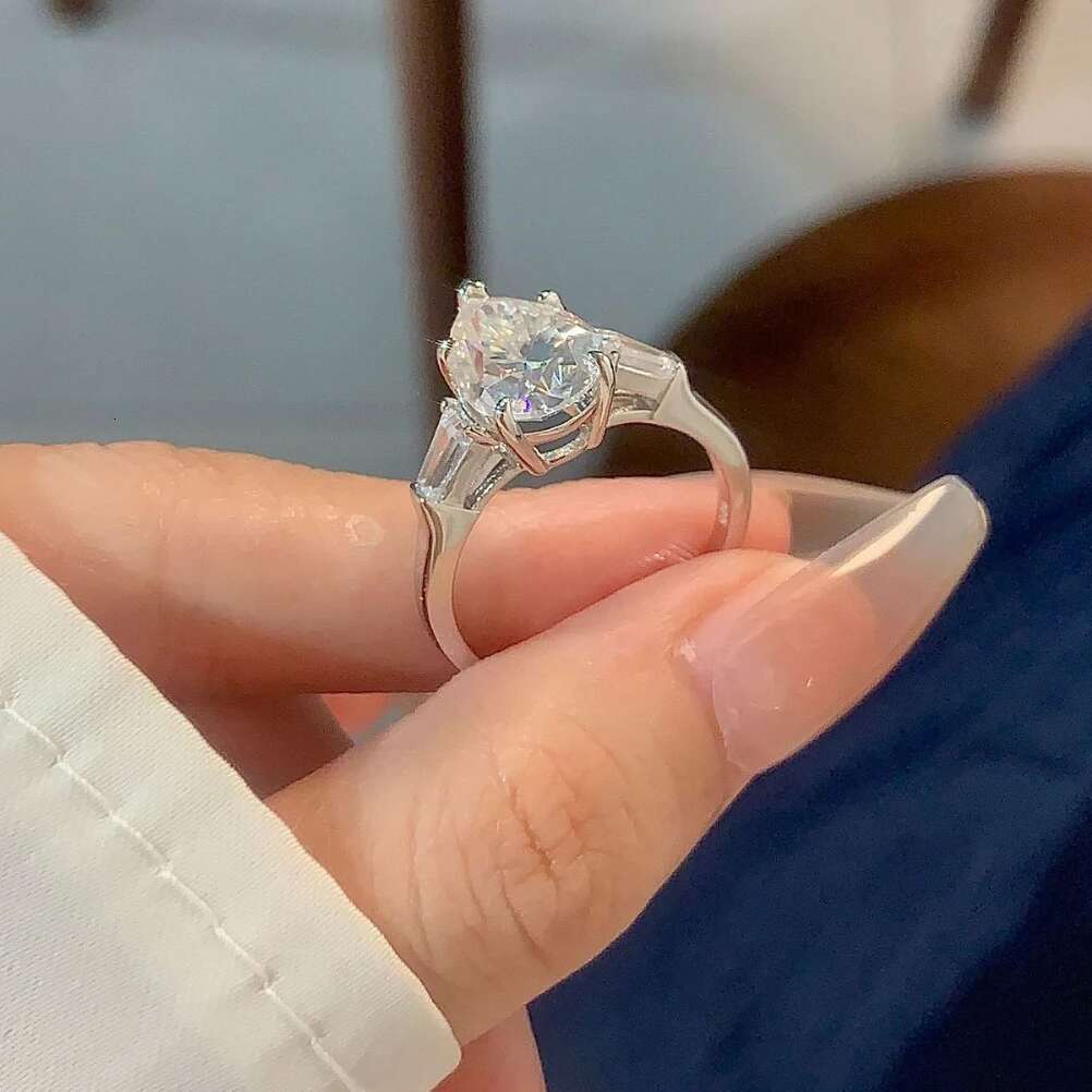 Really 4 Carat Pear shaped Moissanite Ring GRA Certificate 8x12MM Laboratory Diamond Rings Women Wedding Engagement Jewelry Gift