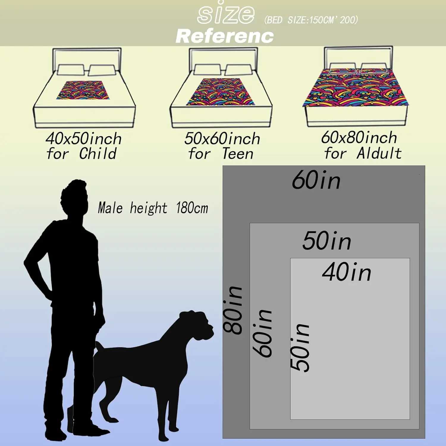 Blanket Colorful Rainbow Retro Throw Blanket Lightweight FlannelStar and Heart Blanket s - Gifts for Kids Boys Girlsfor Couch Office C251111