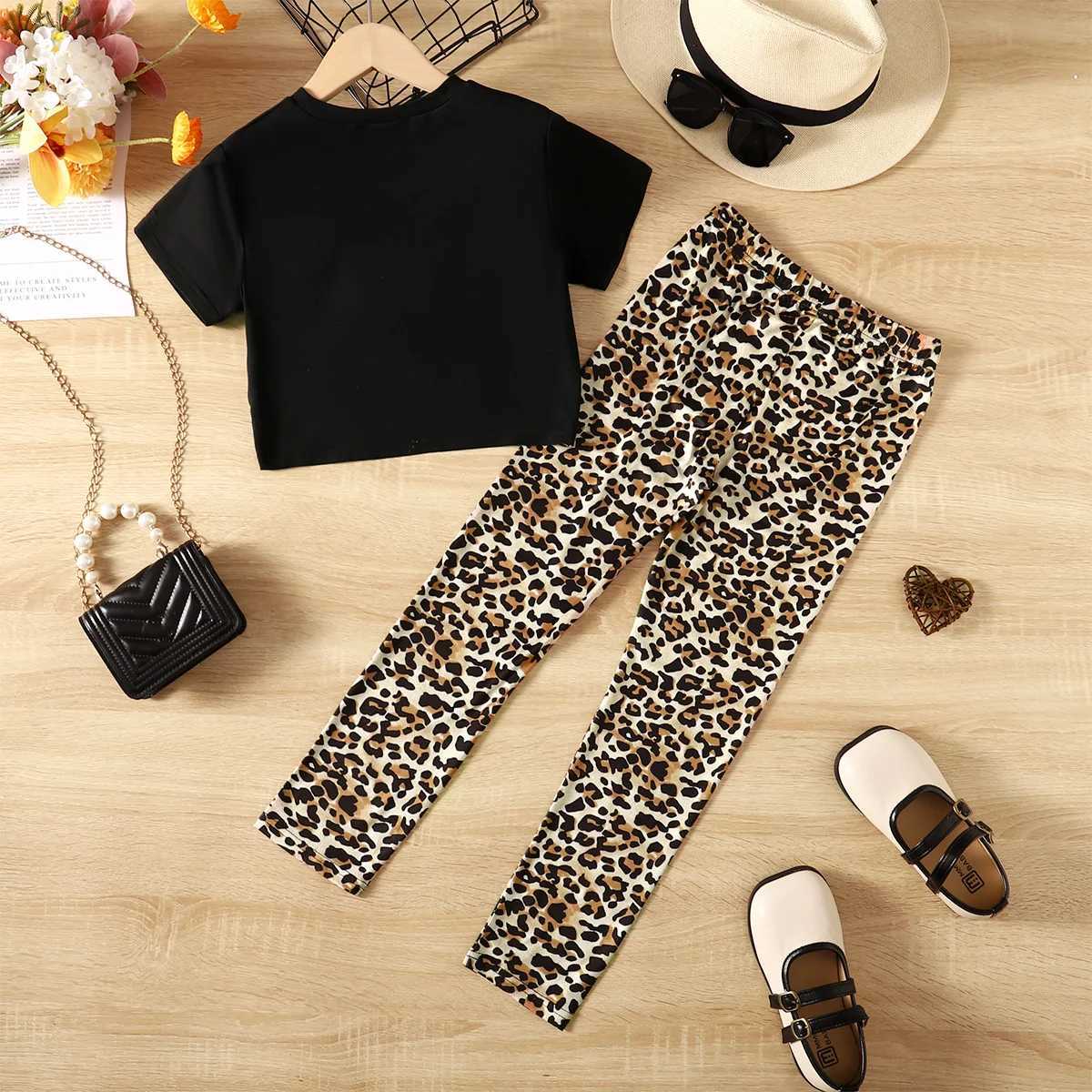 Two piece set for summer girls new fashion trend daily casual sweet lively cute comfortable lightweight breathable leopardXJ250410