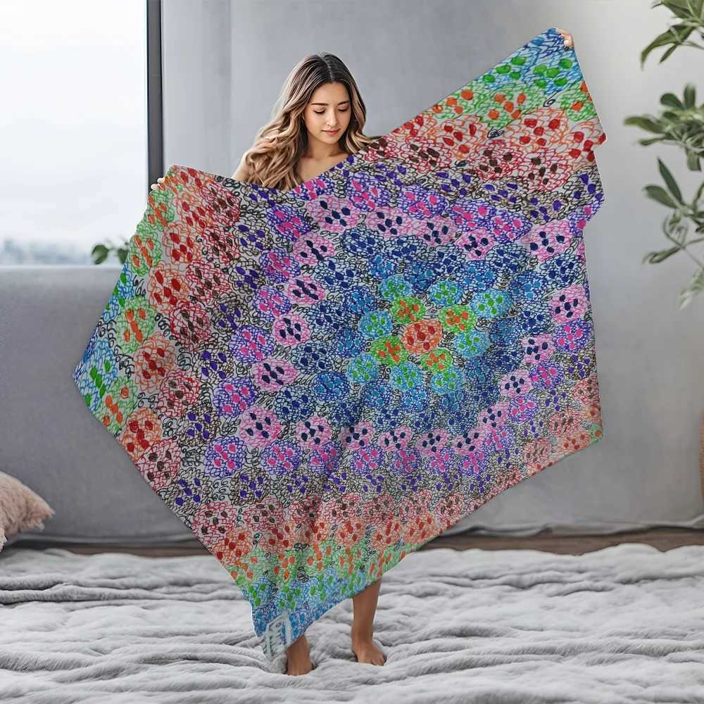 Vibrant Colorful Abstract Print Throw Blanket Soft Fleece Bed Sofa Decorative Throw Blanket C251111