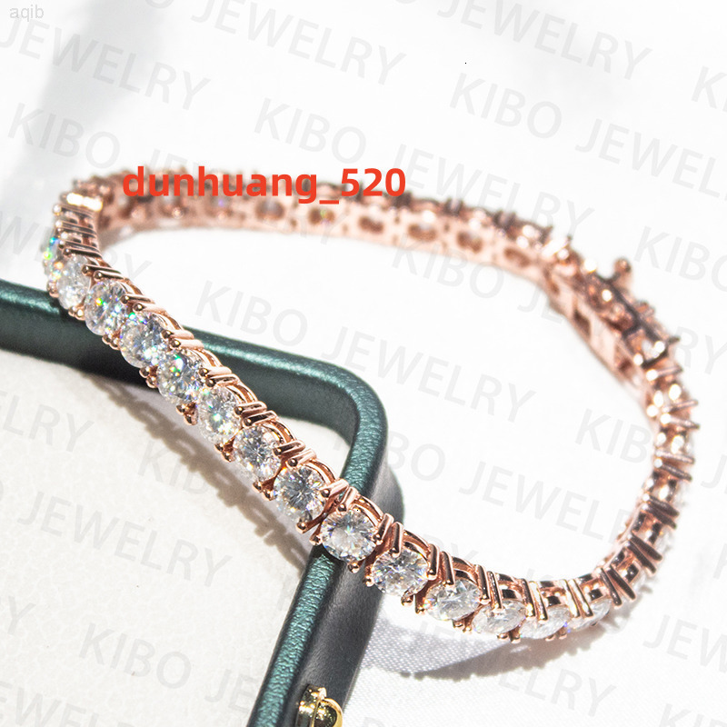4mm Shiny Hip Hop Jewelry Iced Out 10k Real Solid Gold Chain Round Cut Lab Grown Diamond Chain Tennis Bracelet