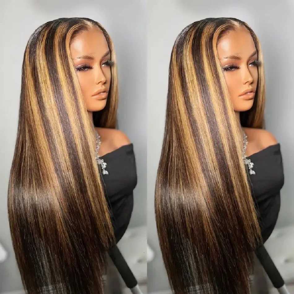 Hd Highlight Straight 13x4 Lace Front Wigs Human Hair Preplucked 360 Full Lace Wig Honey Blonde Colored 13x6 Lace Frontal WigsT251111