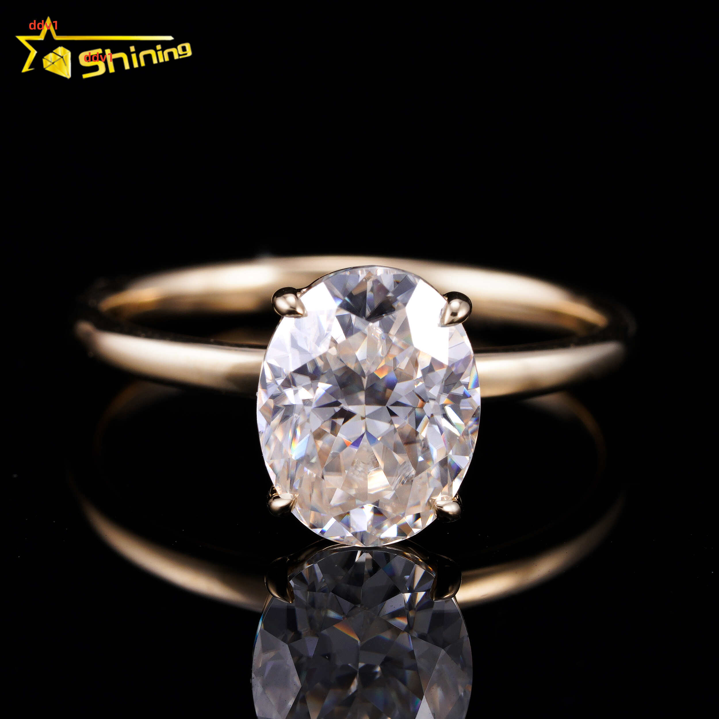 Fine Jewelry 14K Soild Gold 7X9MM 2CT Oval Moissanite Ring Custom Wedding Engagement Rings for Women