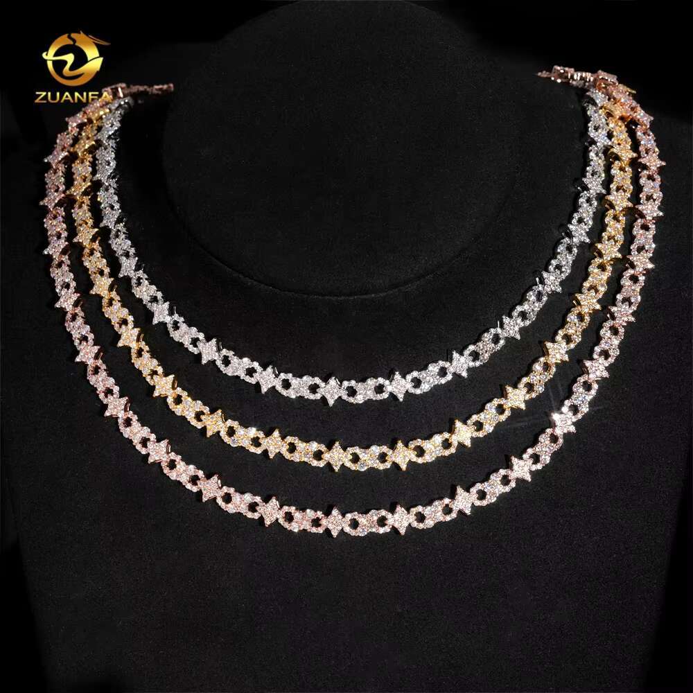 New Arrival Iced Out Fancy Shape Infinity 925 Silver Rose Gold Moissanite Diamond Women Necklace