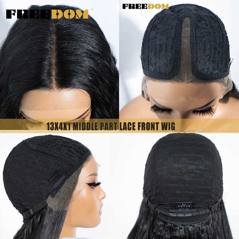 FREEDOM Synthetic Lace Front Wigs For Women 26 Inch Highlight Honey Brown Body Wave Wig Ombre Blonde Black Wig Cosplay Lace WigT251111
