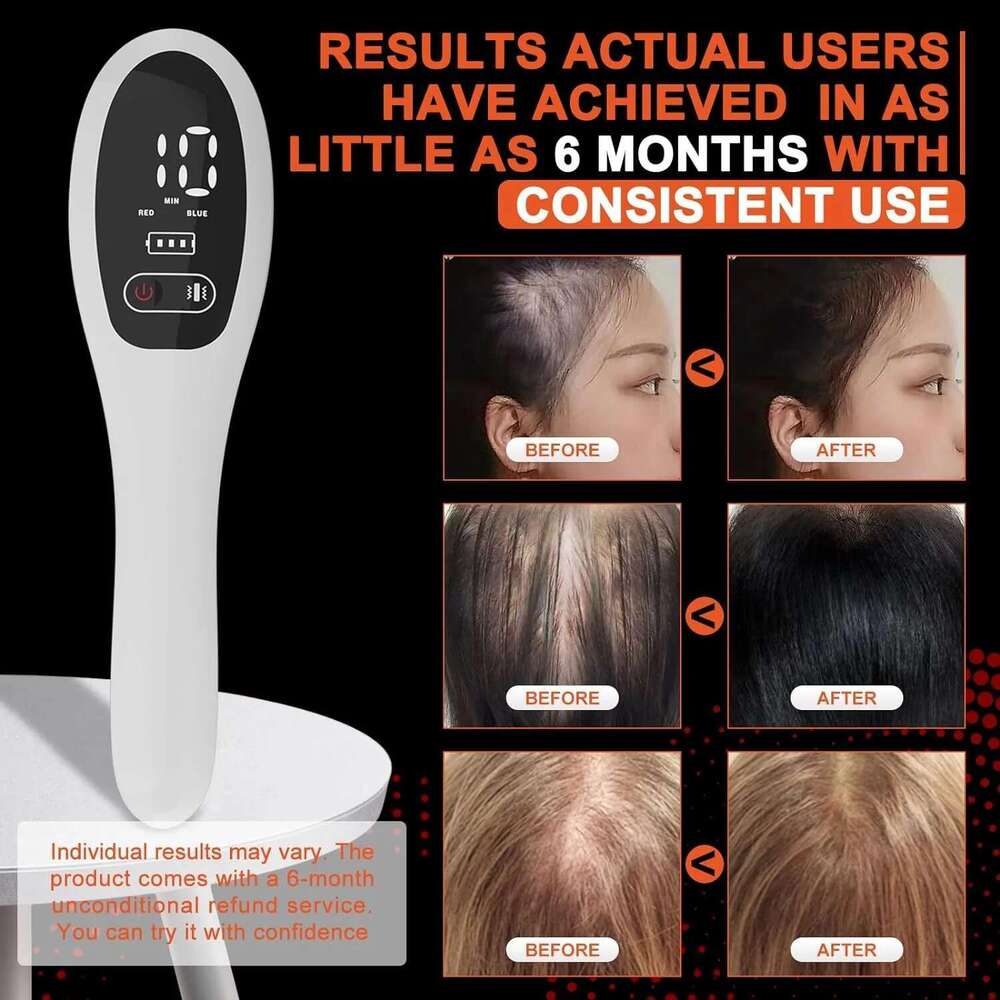 Electric Laser Growth Anti Loss Therapy Comb Infrared 650nm 470nm LED Red Light Vibration Massage Hair Care Brush