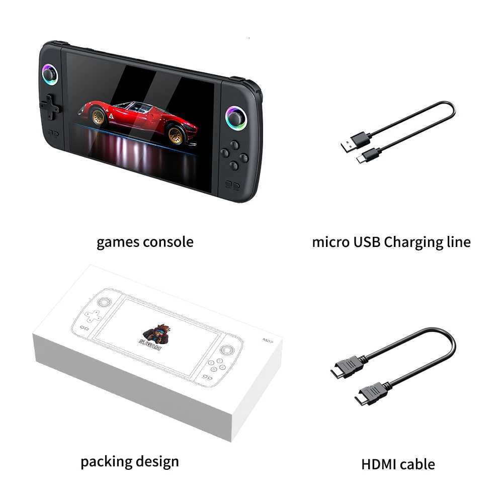 2025 new M27 Portable Pocket Retro Handheld Video Game Console 70Inch I SCREEn 1024600 Display support LINUX Emelec OutM251111