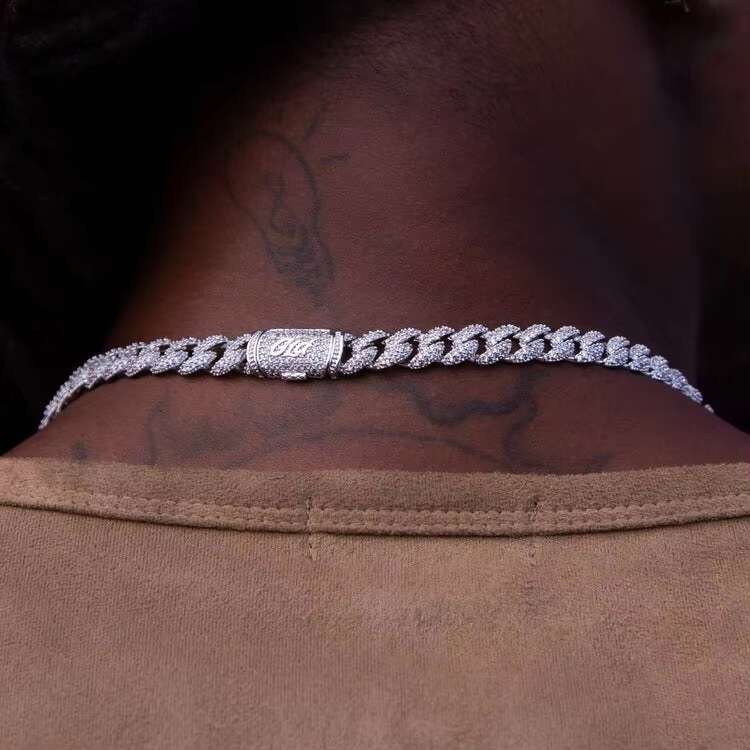 Customizable 14MM Cuban Link Chain Iced Out VVS Diamond 925 Silver Hiphop Moissanite Cuban Chain
