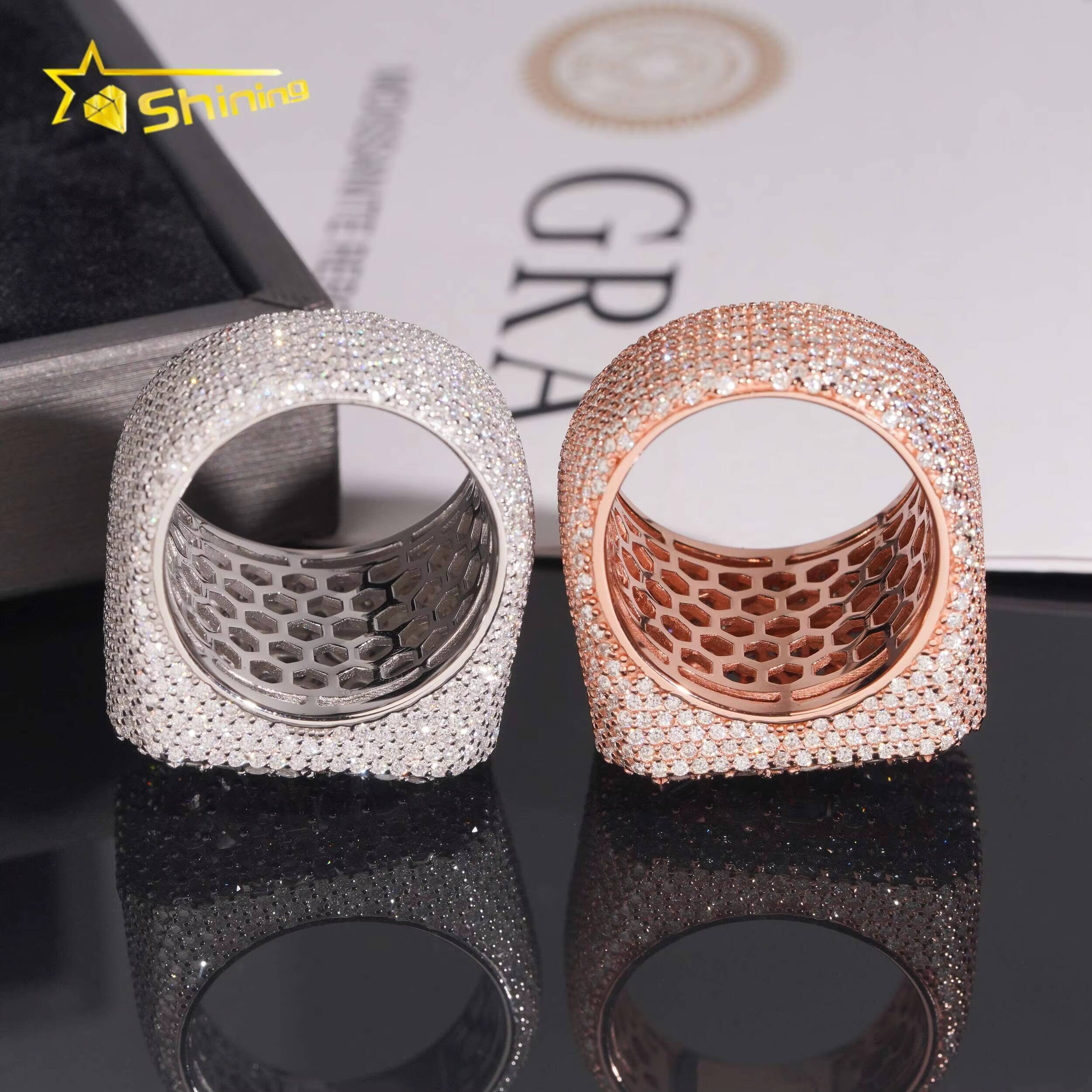 GRA Certified Moissanite Ring Men Hip Hop 925 Sterling Silver High Quality Shining Iced Out Ring Hip Hop Ring for Men