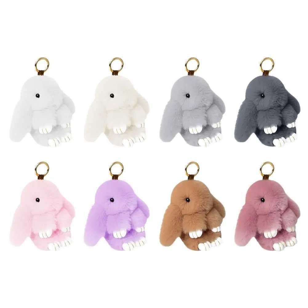 Cute Plush Rabbit Keychain Womens Fur Pom Angel Rabbit Keychain Rabbit Plush Doll Toy Girl Bag Car Key Pendant Fur Keychain W250411