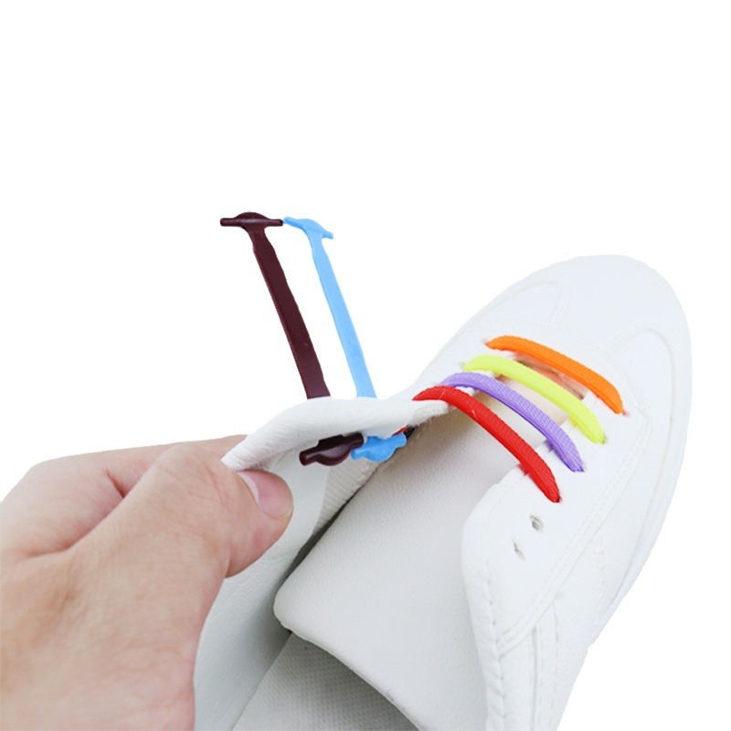16pcs/set Lazy Shoelace Silicone Quick Lace Elastic Women Men No Tie Kids Shoe Laces Adult Sneakers Lacing Shoelace Buckle Shoes Accessories