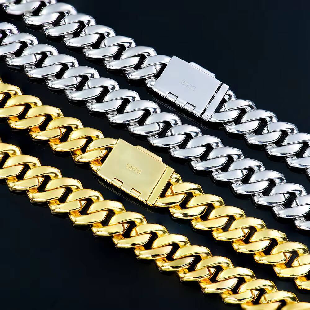NewStyle Shiny Diamond Sterling Silver VVS Moissanite Sharp Angled 14mm Miami Cuban Link Chain HipHop Jewelry for Trendsetter