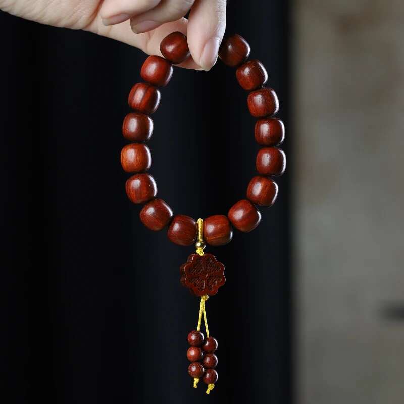 UMQ Natural Small Leaf Rosewood Old Diy Bracelet Men's and Women's Jewelry Clover Pendant Buddha Beads Wenwan