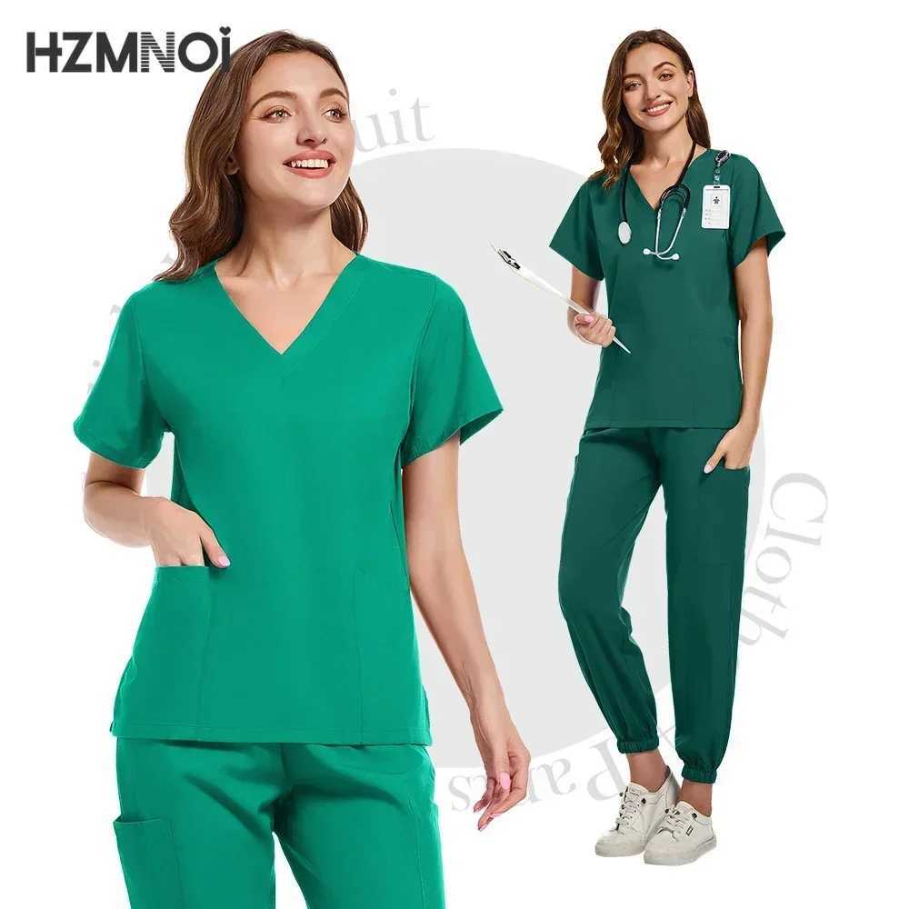 Elasticity Work Uniform Women Wear Scrub Suits Hospital Doctor Nurse Uniforms Medical Surgical Set Nursing Accessories X250410