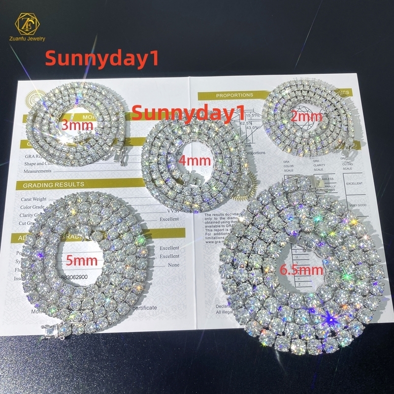 Moissanite Iced Out Chain Factory Price 925 Sterling Silver Men 2mm 3mm 4mm 5mm 65mm D Color Moissanite Tennis Chain