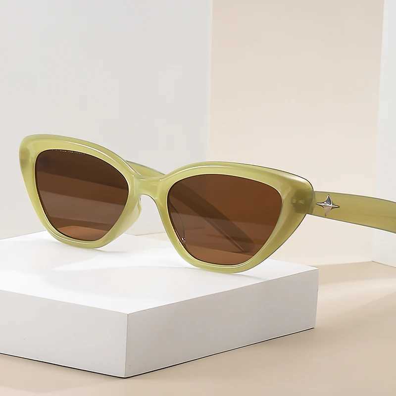 Fashionable cat eye sunglasses for women classic beige nail design retro womens sunglasses UV400 trend sunglassesT250411