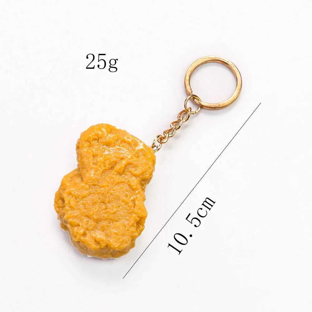 Fried Chicken Simulation Food Keychain Fried Drumstick Chicken Nuggets Keychain Restaurant Customer Gift Chef Keychain W250411