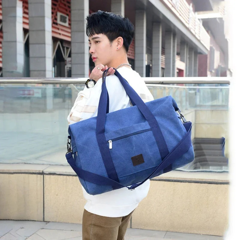 Men Large Capacity Canvas Baglarge Gym Sports Bag Cabin Holdall Duffle Shoulder Travel Weekend Bag Short-Distance Travel Package 251110