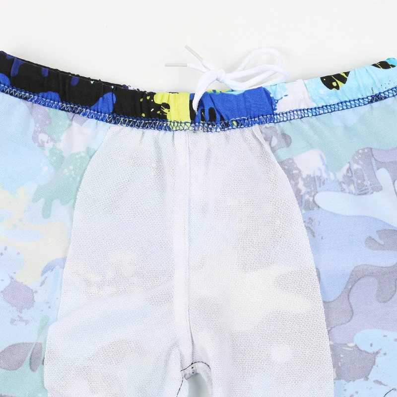 Childrens swimming relay flat camouflage print boys shorts big boys hot spring swimsuitW250410