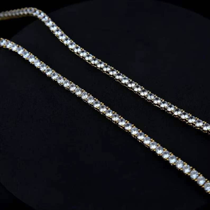 Hiphop 5mm Moissanite Tennis Necklace 925 Sterling Silver Pass Diamond Tester Gold Plated Iced Out VVS Moissanite Tennis Chain