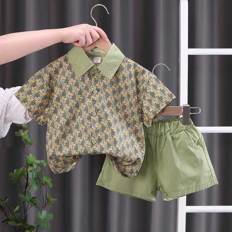 Summer Brothers and sisters Clothing Boys Childrens Casual Shirt+Shorts 2PCs Girls Flower SetXJ250410