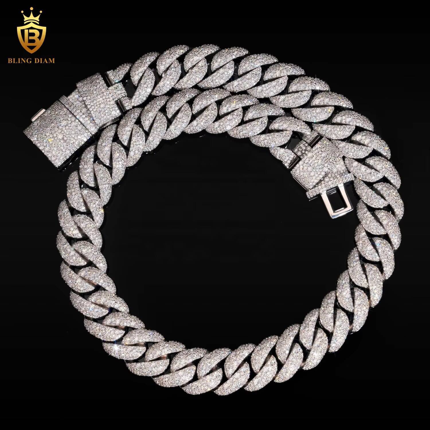 VVS Moissanite Pass Diamond Tester Hip Hop Jewelry Iced Out Diamond 23mm Sterling Silver 925 Miami Cuban Link Chain Necklace