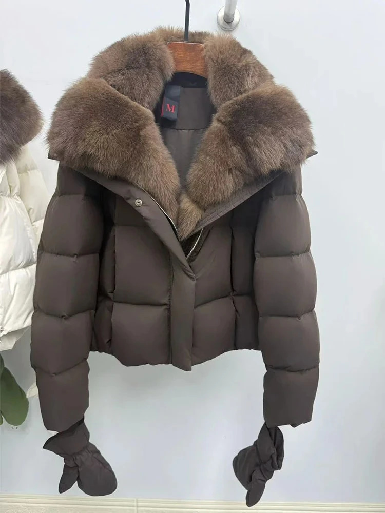 Down Jacket Huge Natural Fox Fur Collar Goose Down Jacket Women Casual Warm Puffer Jacket Down Coat Parka Outwear 251110