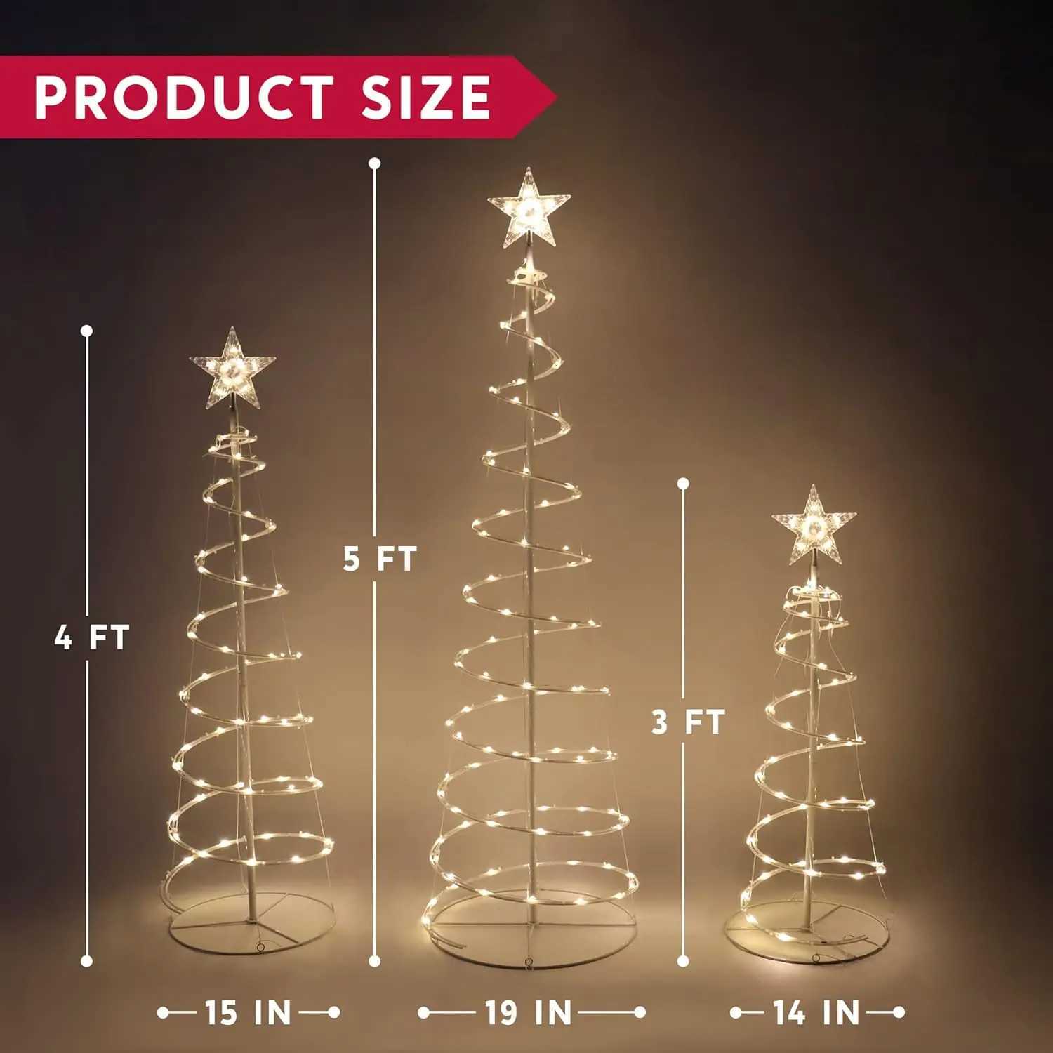 Christmas JOYFY 3 Pack Spiral Christmas Tree Lights 218 LED Outdoor Lighted Tree for Christmas Decorations Yard Xmas Eve Night Dcor Y251111