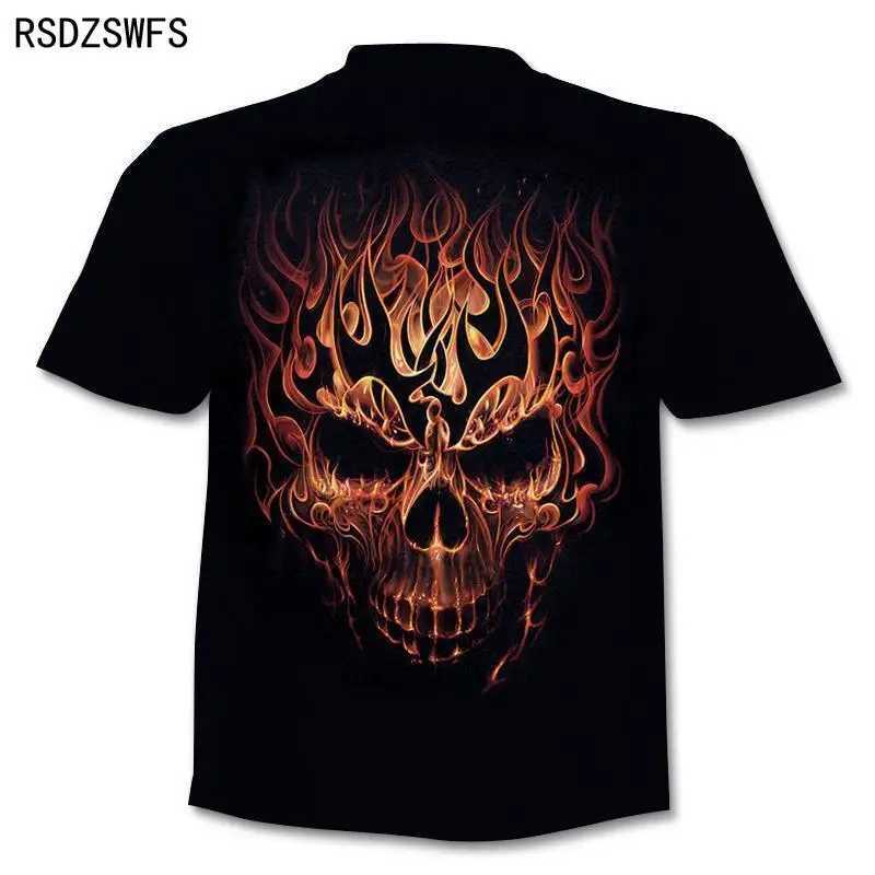 Brand motorcycle T-shirt punk T-shirt knight T-shirt 3D T-shirt mens casual hip-hop summer T-shirt mens top M250411