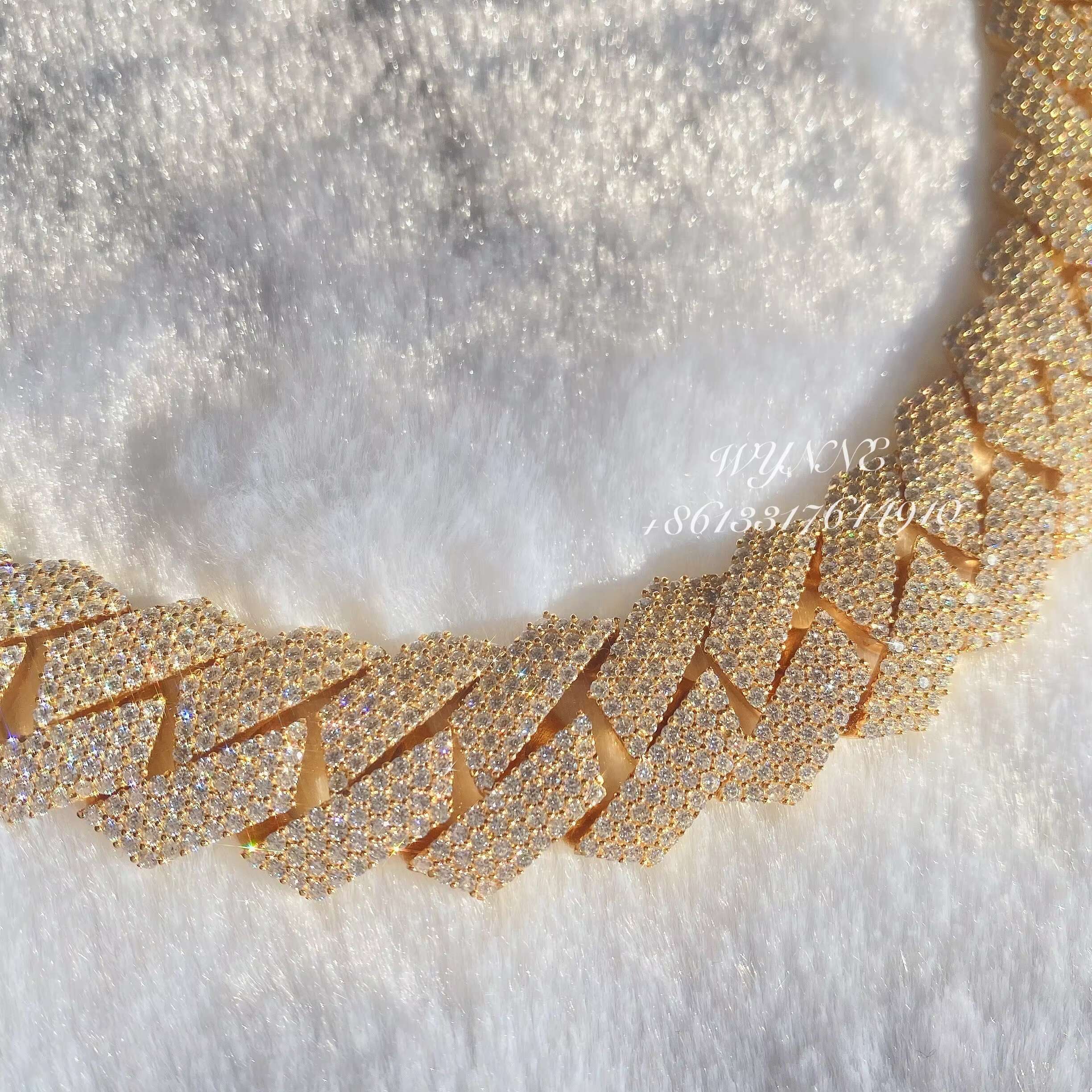 400G Heavier Big Guy 20mm 4 Row Diamonds 925 Sterling Silver Iced Out VVS Moissanite Diamond Cuban Link Chain