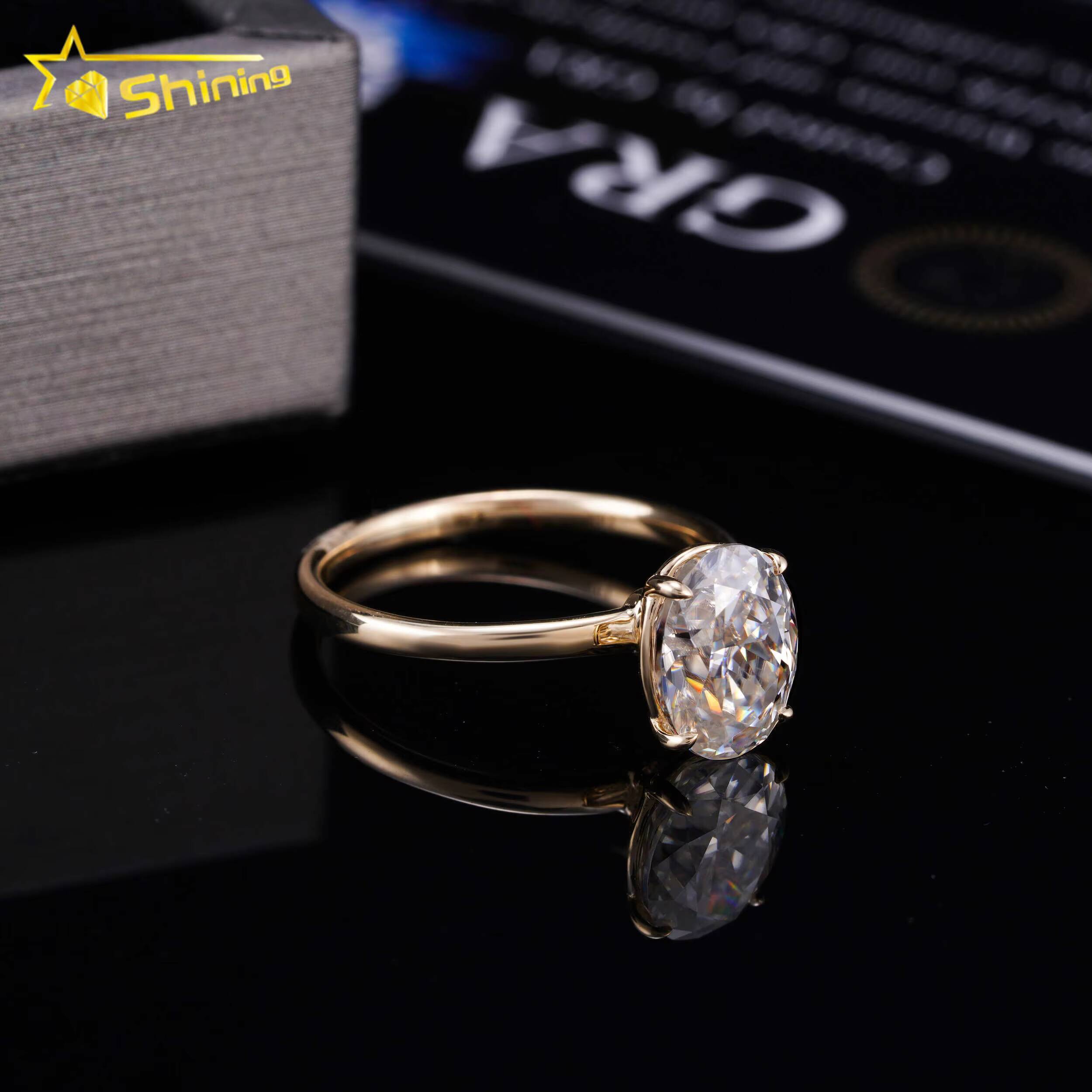 Fine Jewelry 14K Soild Gold 7X9MM 2CT Oval Moissanite Ring Custom Wedding Engagement Rings for Women