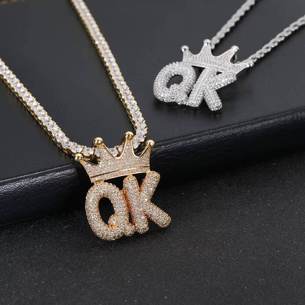 Custom Name Diamond Letter Necklaces Pendant Hip Hop Style Bling Iced Out Personalized Fine Jewelry for Men and Women Customizable