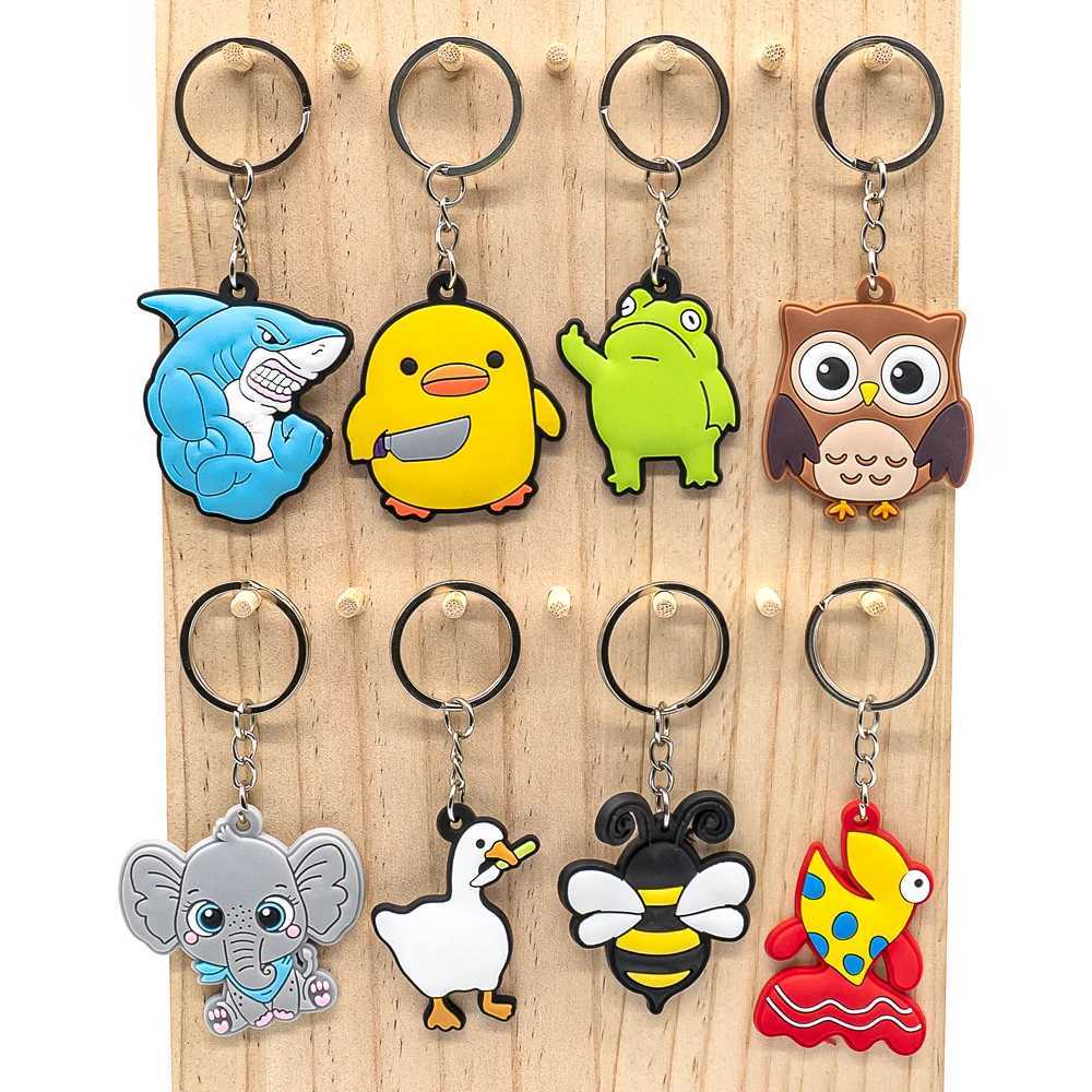 1 Animal Keychain Cute Black Cat Duck Dog Fun Style Duck Keychain Used for Car Rental Key Accessories Children Love Key Decoration W250411
