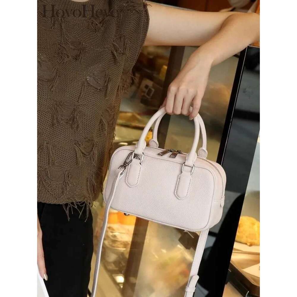 Designer Bag Women Fashion Cowskin Genuine Leather Boston Bag Solid Color Designer Single Shoulder Crossbody Bags Office Ladies Tote Handbag