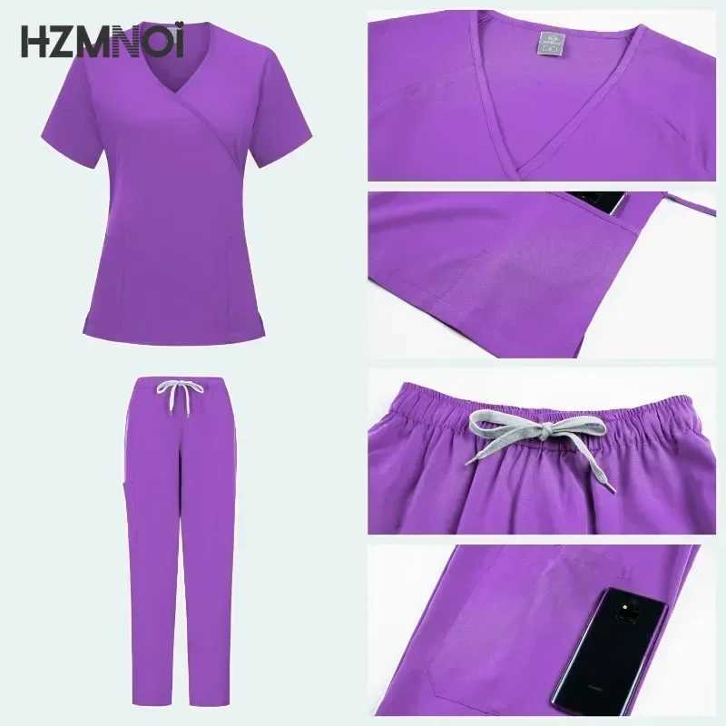 Women Scrub Sets Slim Fit Medical Scrubs Uniform Nursing Accessories Hospital Surgery Gowns Dental Clinic Beauty Sn Work Wear X250410