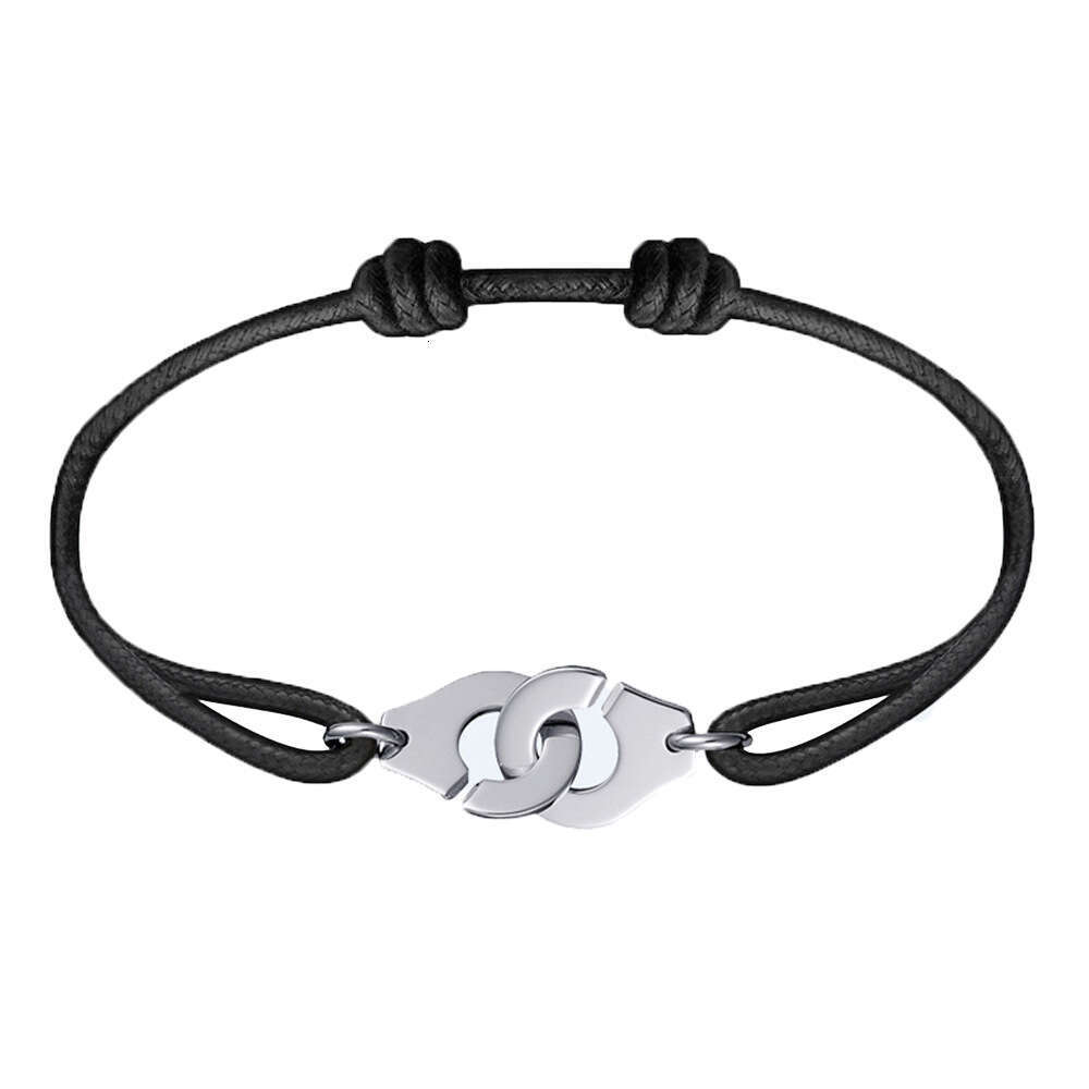 Classic handmade woven titanium steel handcuffs, couple leather bracelets, multiple color matching accessories in Yiwu