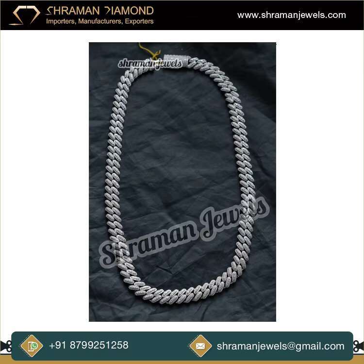 Modern Design Premium Quality Fine Jewelry 24.181 CTS and 125.455 Grams Moissanite Diamond 12MM Iced Out Cuban Link Chain