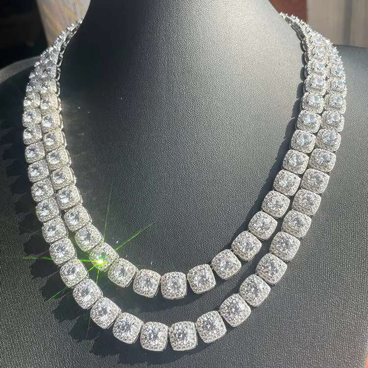 Fashion Customized High-end S925 Sterling Silver VVS D Color Moissanite Diamond Cushion Tennis Chain for Jewelry Gift