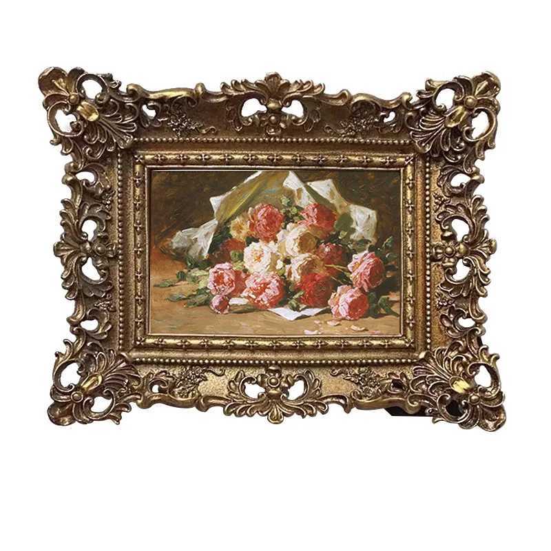 Retro European Style Relief Resin Photo Frame Decoration Artistic Light Luxury Carved Flower Wall Hanging Home Decor L251110 H260306