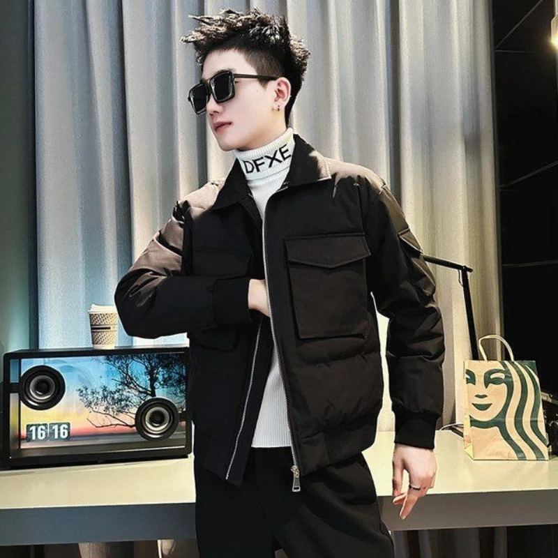 Mens Winter Cotton Coat Arrival Korean Style Trendy Oversized Casual Jacket Thick Warm Fashionable Puffer for Men 251106
