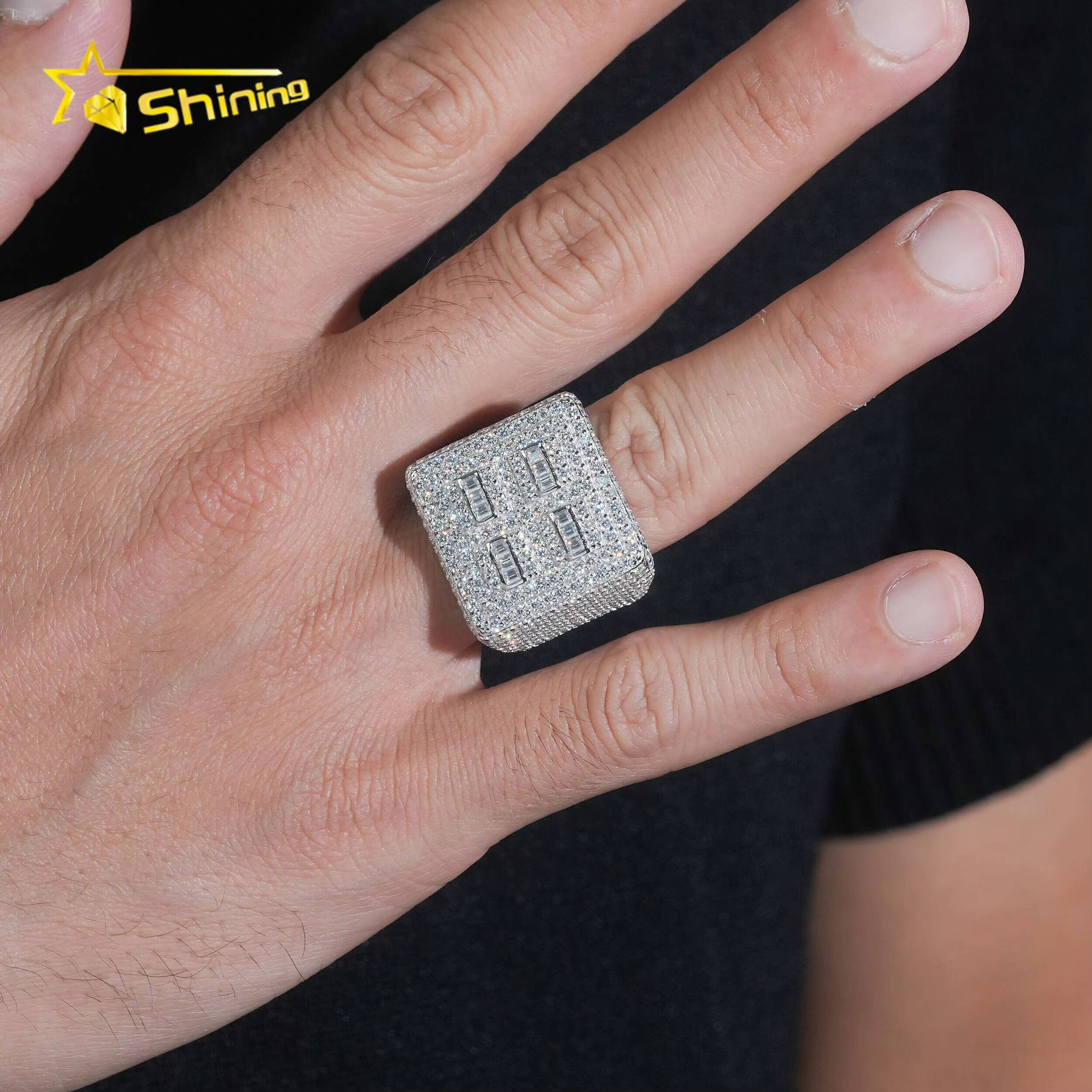 Pass Diamond Tester New Design Hip Hop Jewelry Solid 925 Sterling Silver VVS Moissanite Fully Iced Out Ring