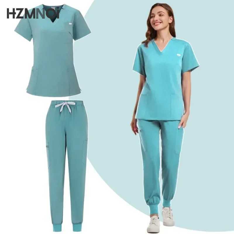 Multicolor Operating Room Scrubs Set Doctor Nurse Top Pants Lab Workwear Surgical Gown Medical Nursing Uniform Clinical Overalls X2504101