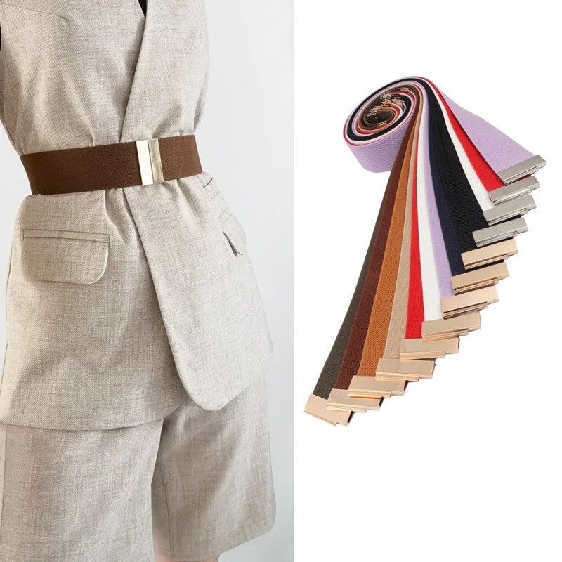 Fashion Women Elastic Band Wide Belts Simple Down Coat Waist Belt Female Buckle Black Strap Dress Decoration Accessories Ladies 251031