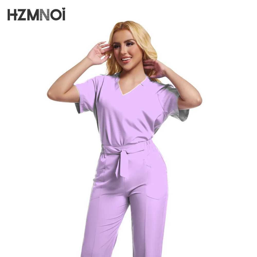 HZMNOI Medical Uniforms Women Scrubs Sets Nurse Nursing Work Clothes Beauty Sn Spa Surgical Suit Lab Hospital Overall X2505281