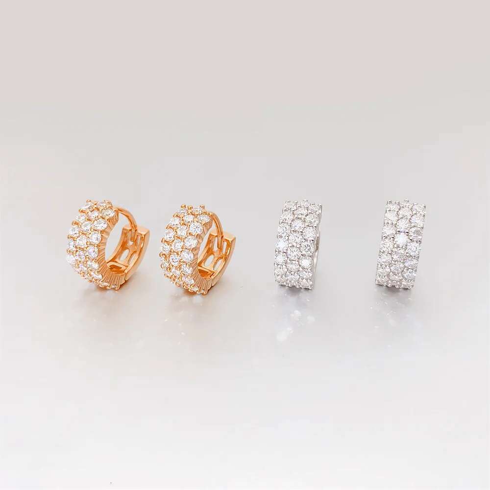 Full Moissanite Diamond Womens Studs Earrings Hoop Hiphop Top Quality 925 Sterling Silver Diamond Earring New for Women Men