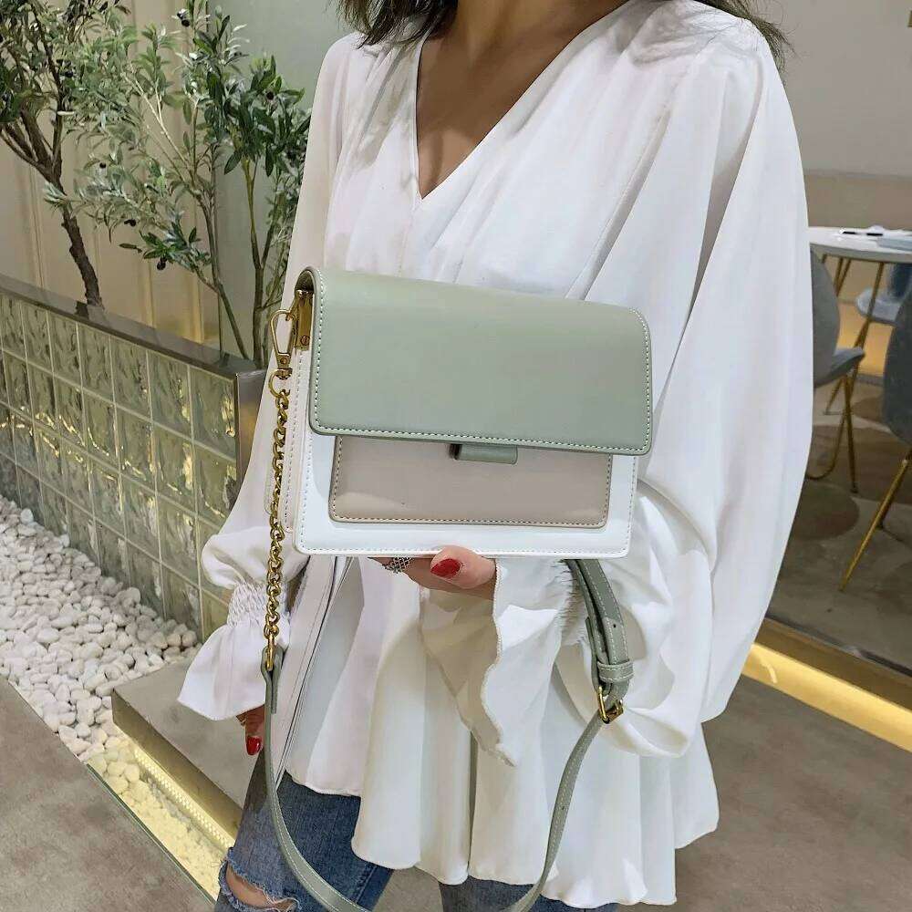Contrast Color Leather Crossbody Bags For Women Travel Handbag Fashion Simple Shoulder Messenger Ladies Small Flap Bag
