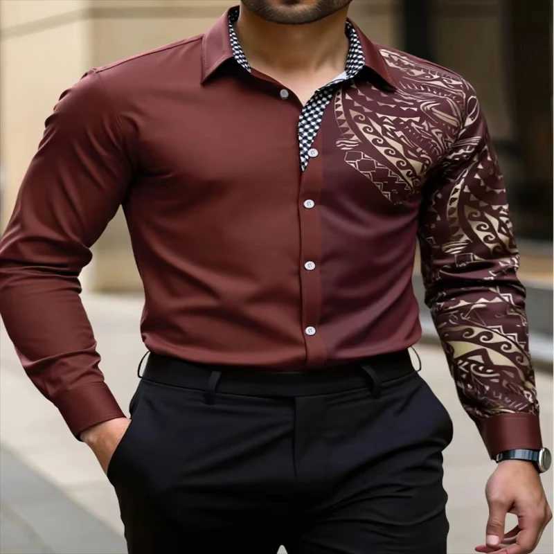 2025 Mens Casual Button Shirt Long Sleeve Lapel Top Spring Autumn Wedding Party Wear Blue Black Red 6XL K251110