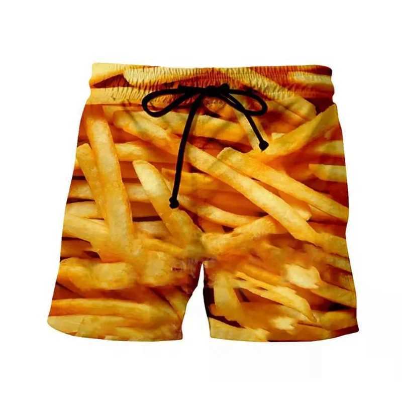Interesting Fat Beef Hot Dog Mens 3D Printed Shorts Street Hip Hop Beach Shorts Skateboarding Swimming Shorts Womens ShortsW250410