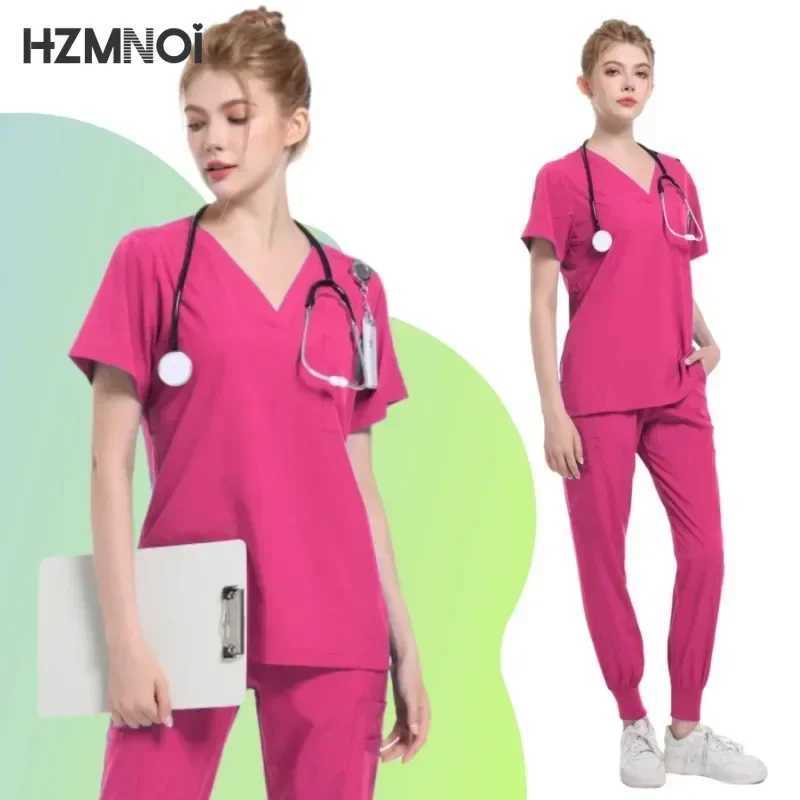 Multicolor Scrubs Uniform Short Slve Tops+jogger Pants Nursing Uniform Women Pet Doctor Medical Surgery Workwear Surgical Sets X250410