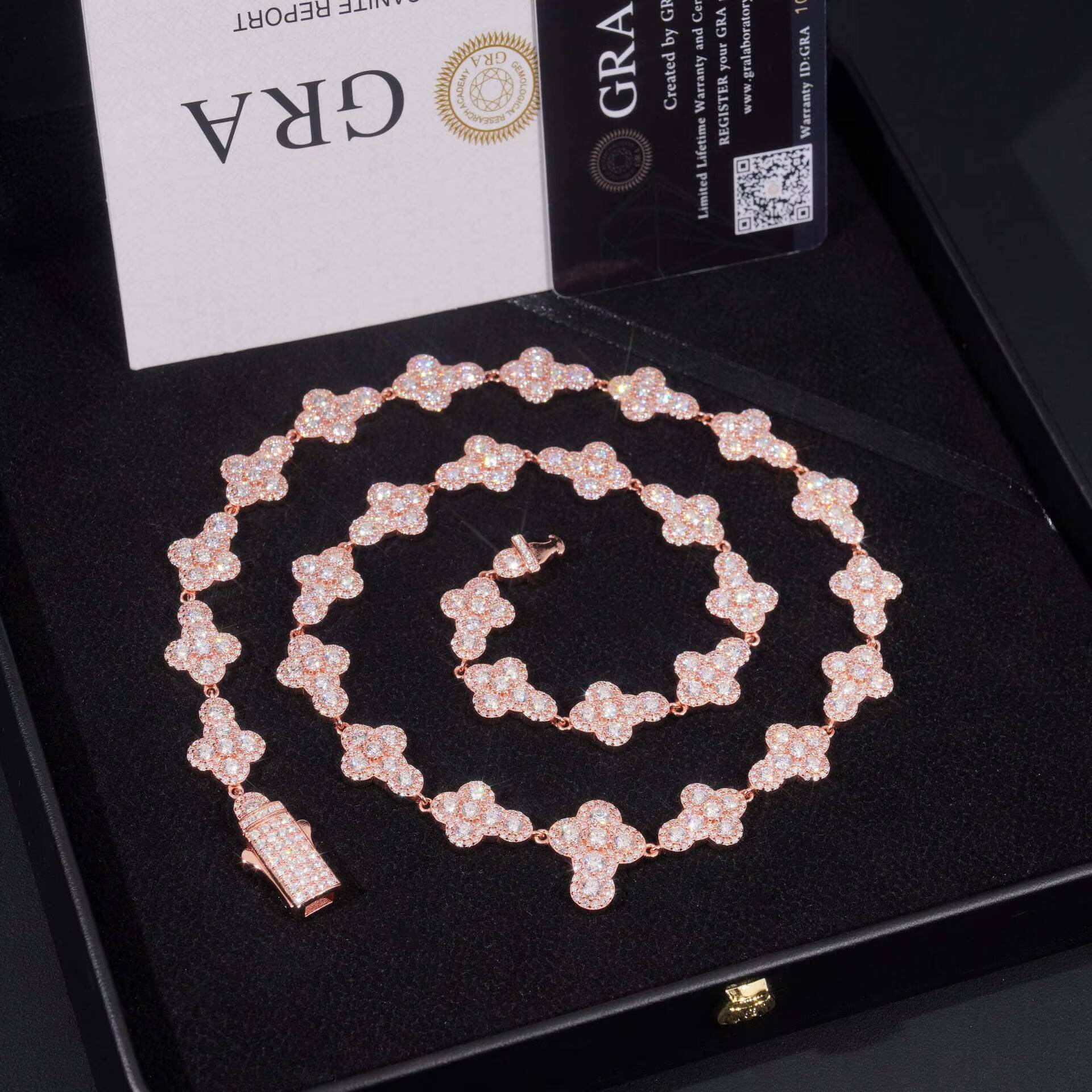 Hip Hop Style 925 Sterling Silver 12MM Iced Out Infinity Moissanite Necklace Cuban Chain with Clover for Men